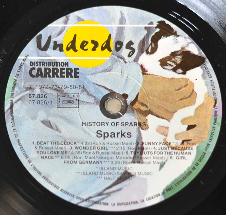 "History of Sparks" Record Label Details: Carrere 67.826 