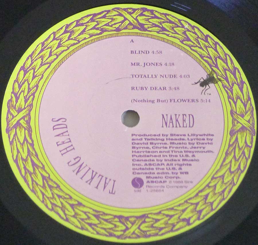 TALKING HEADS - Naked FOC Gatefold 12" LP VINYL ALBUM enlarged record label