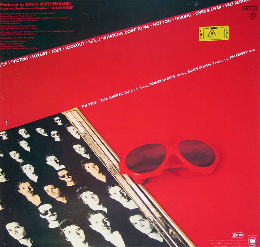 THE REDS - Self-Titled 12" VINYL LP ALBUM back cover