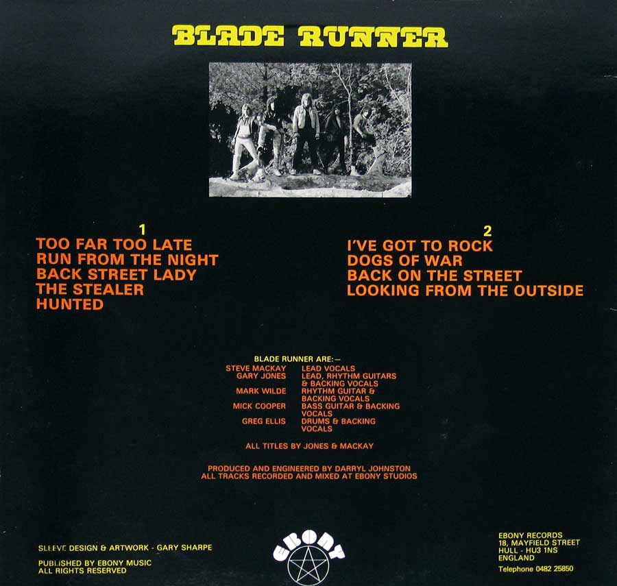 Photo of album back cover BLADE RUNNER - Hunted