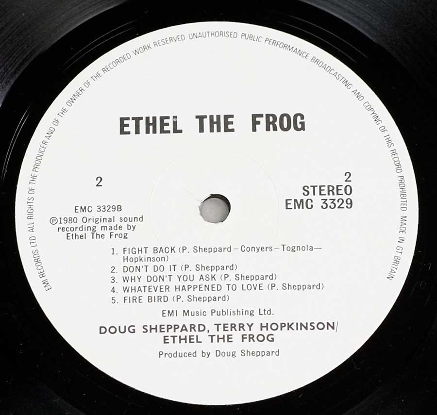 Side Two Close up of record's label ETHEL THE FROG - Self-Titled 12" LP VINYL ALBUM