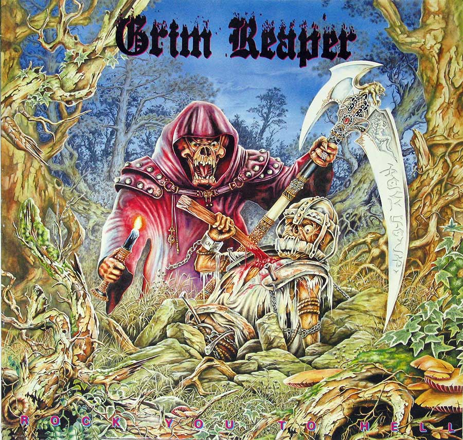 GRIM REAPER - Rock You To Hell NWOBHM 12" Vinyl LP Album front cover https://vinyl-records.nl