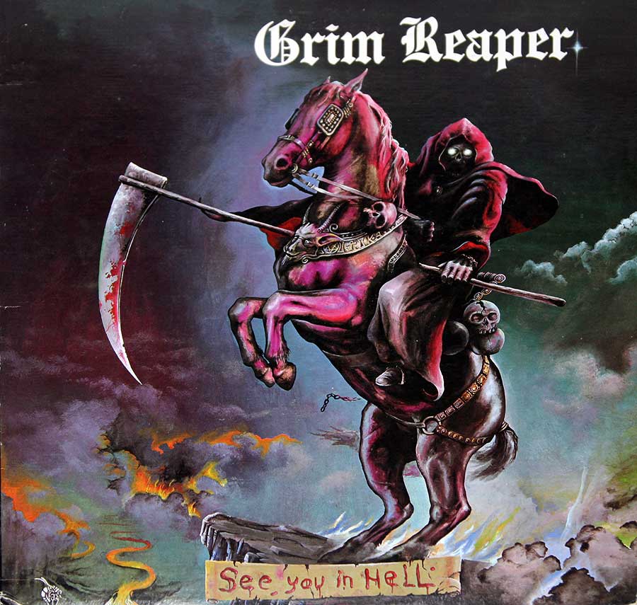 GRIM REAPER - See You In Hell British Heavy Metal Ebony Records 12" Vinyl LP Album front cover https://vinyl-records.nl