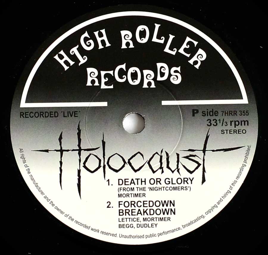 Side B Close up of record's label HOLOCAUST - Live (Hot Curry & Wine) + 7" EP and 