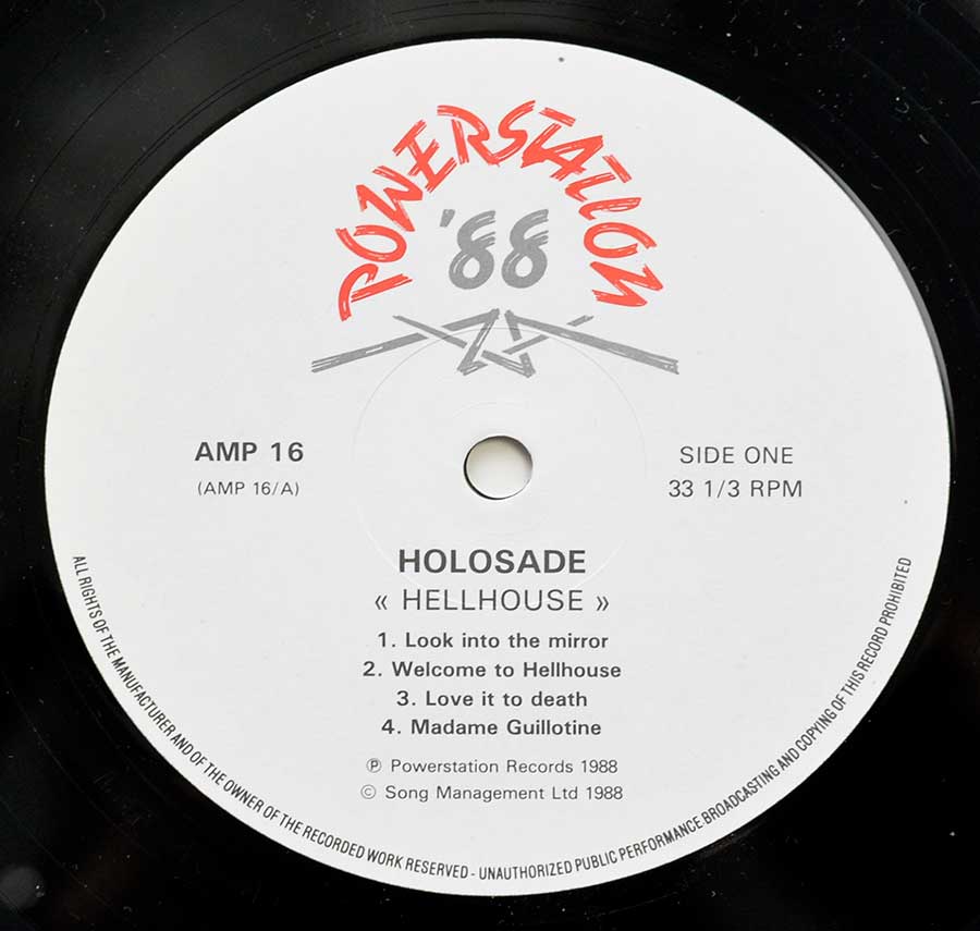 "Hellhouse" Record Label Details:  Powerstation '88 AMP 16 