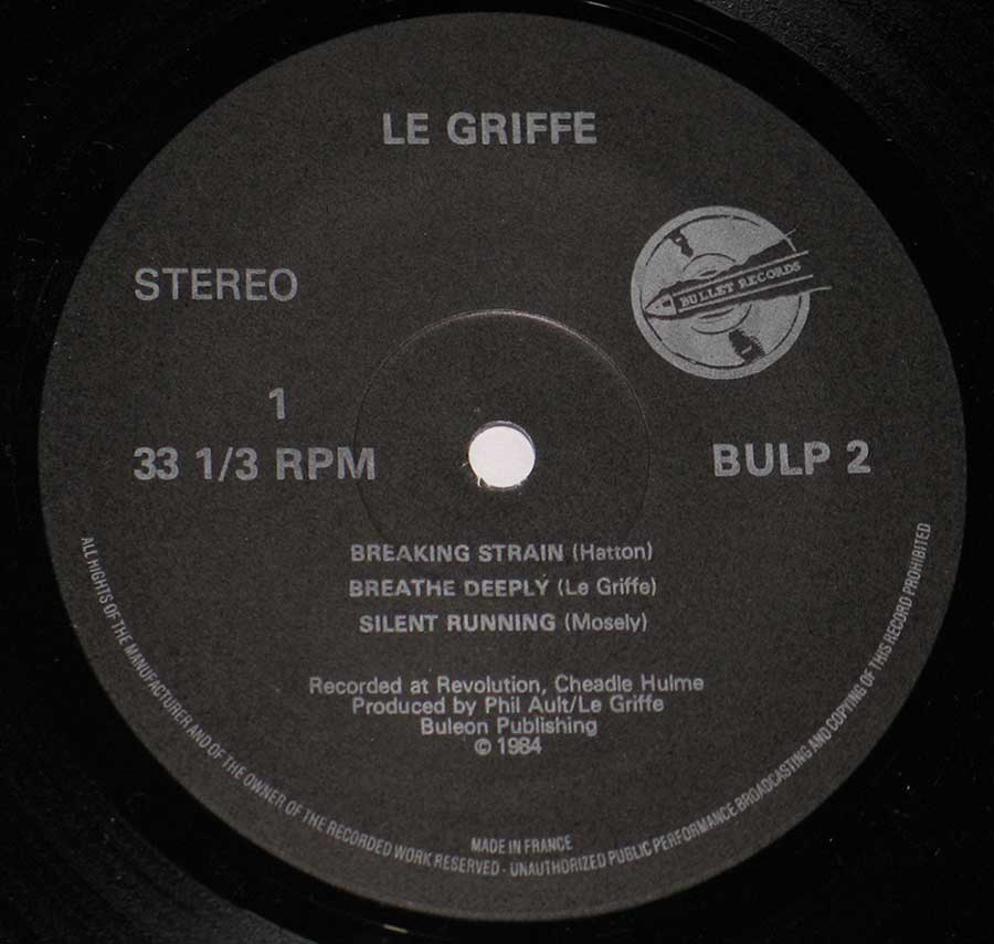 " Breaking Strain " Black Colour BULLET Records Record Label Details: BULP 2 © 1984 Copyright 
