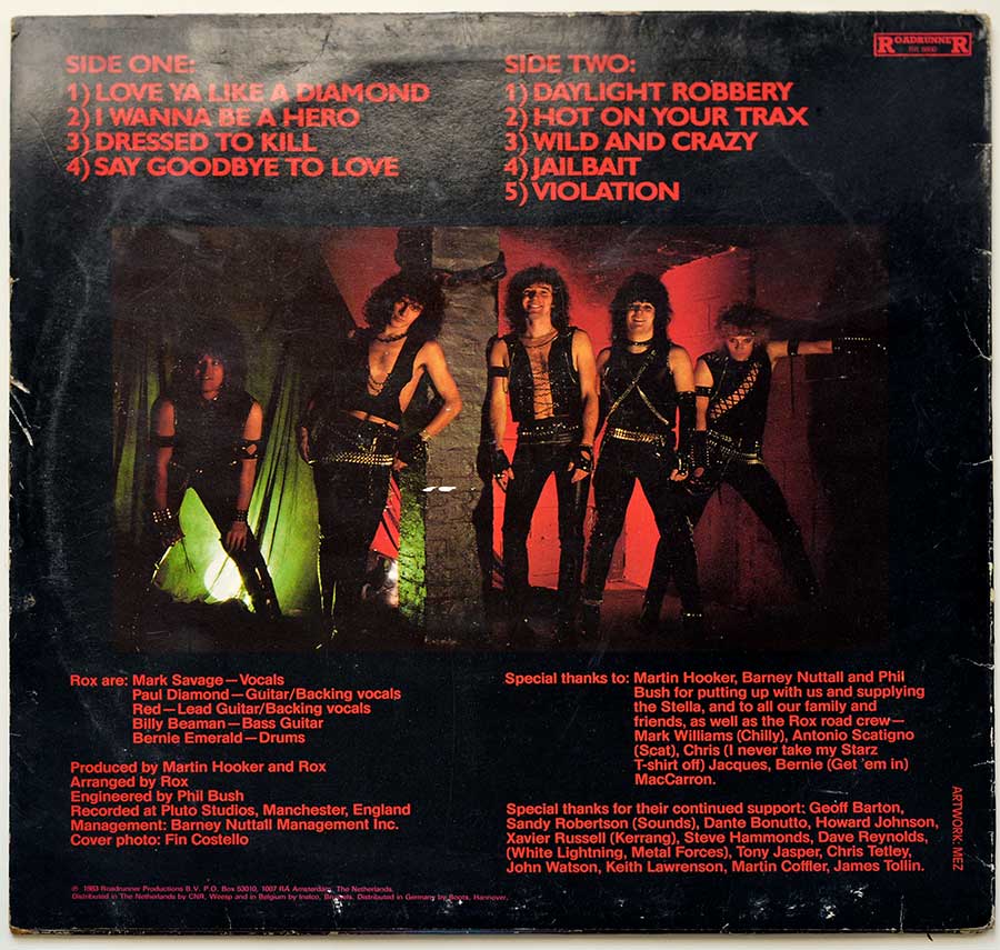 Photo of album back cover ROX - Violent Breed ( British Heavy Metal )