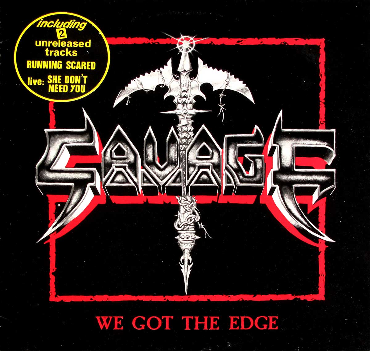 High Quality Photo of Album Front Cover  "SAVAGE - We got the Edge / Running Scared / She Don't Need You"