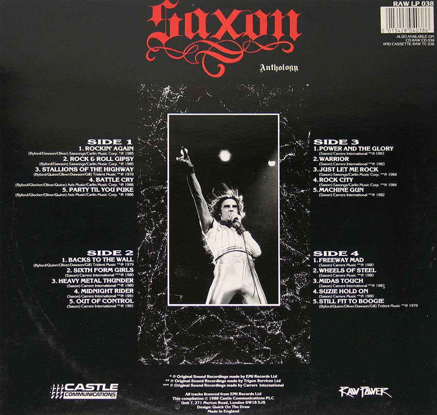 Photo of album back cover SAXON - Anthology 