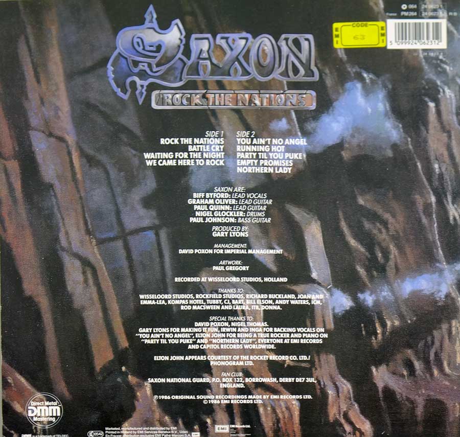 Photo of album back cover SAXON -  Rock The Nations