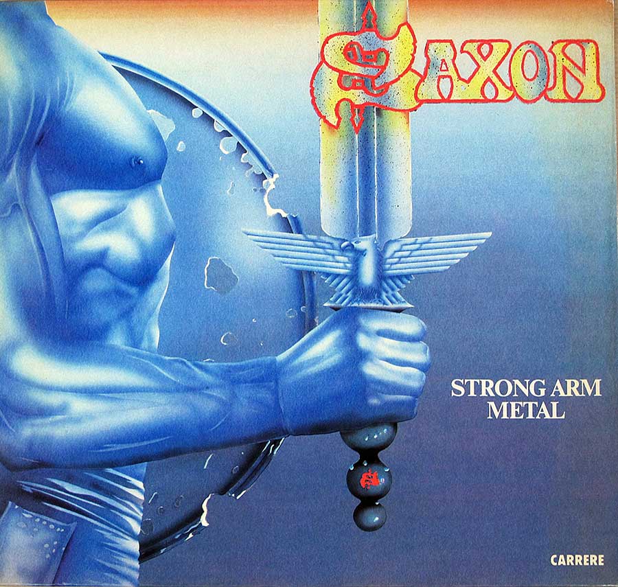 SAXON - Strong Arm Metal, Saxon's Greatest Hits 12" LP VINYL ALBUM front cover https://vinyl-records.nl