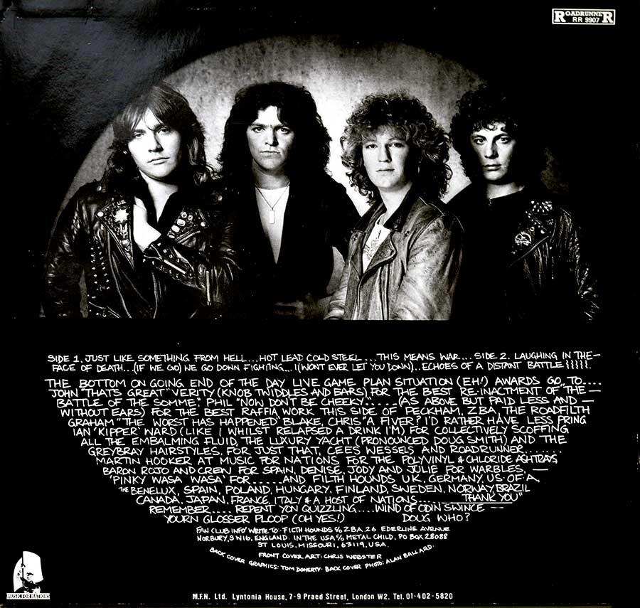 Photo of the TANK band on the album back-cover 