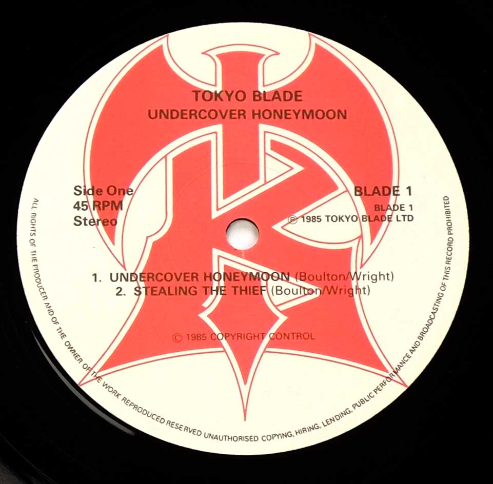 Close up of the record's label 