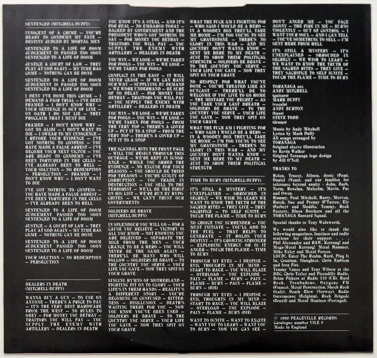 Photo of album back cover TORANAGA - Bastard Ballads 