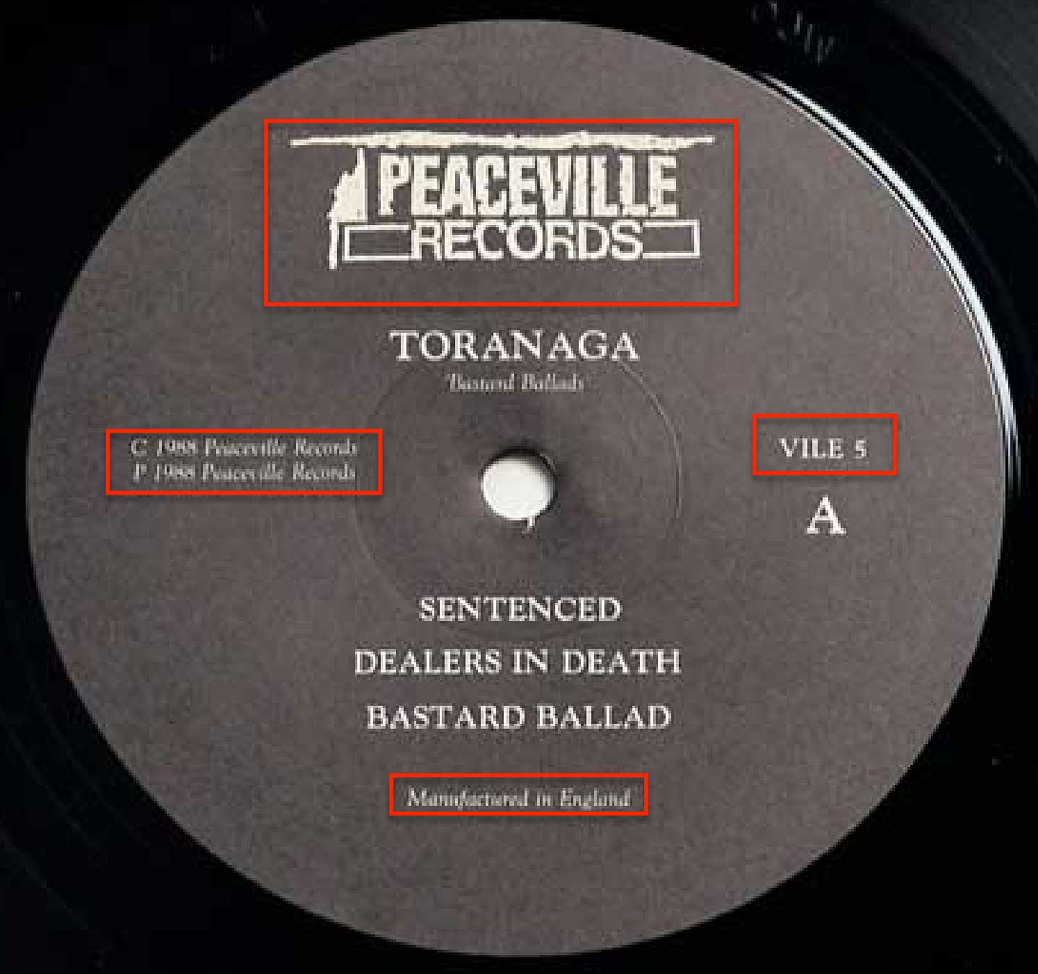 Photo of record label of TORANAGA - Bastard Ballads 