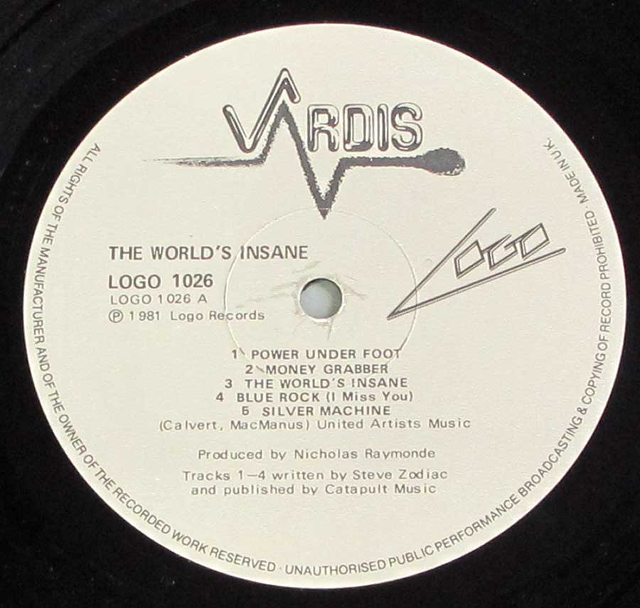 "The World's Insane" Record Label Details: LOGO Records LOGO 1026, Made in U.K. ℗ 1981 Logo Records Sound Copyright 