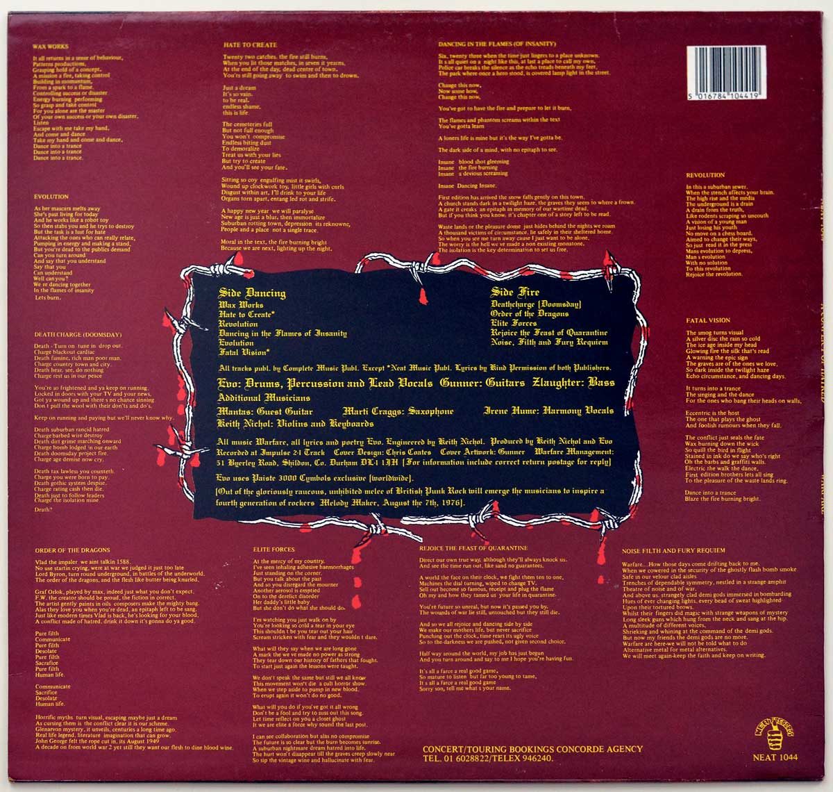 Photo of album back cover WARFARE - A Conflict of Hatred 