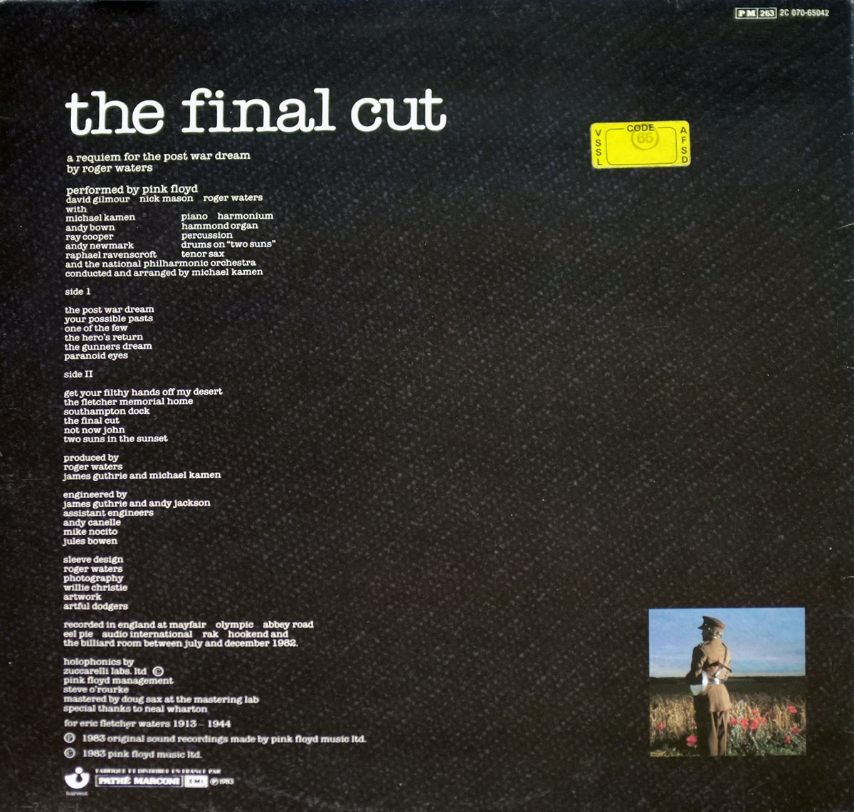PINK FLOYD Final Cut France Album Cover Gallery & 12 Vinyl LP