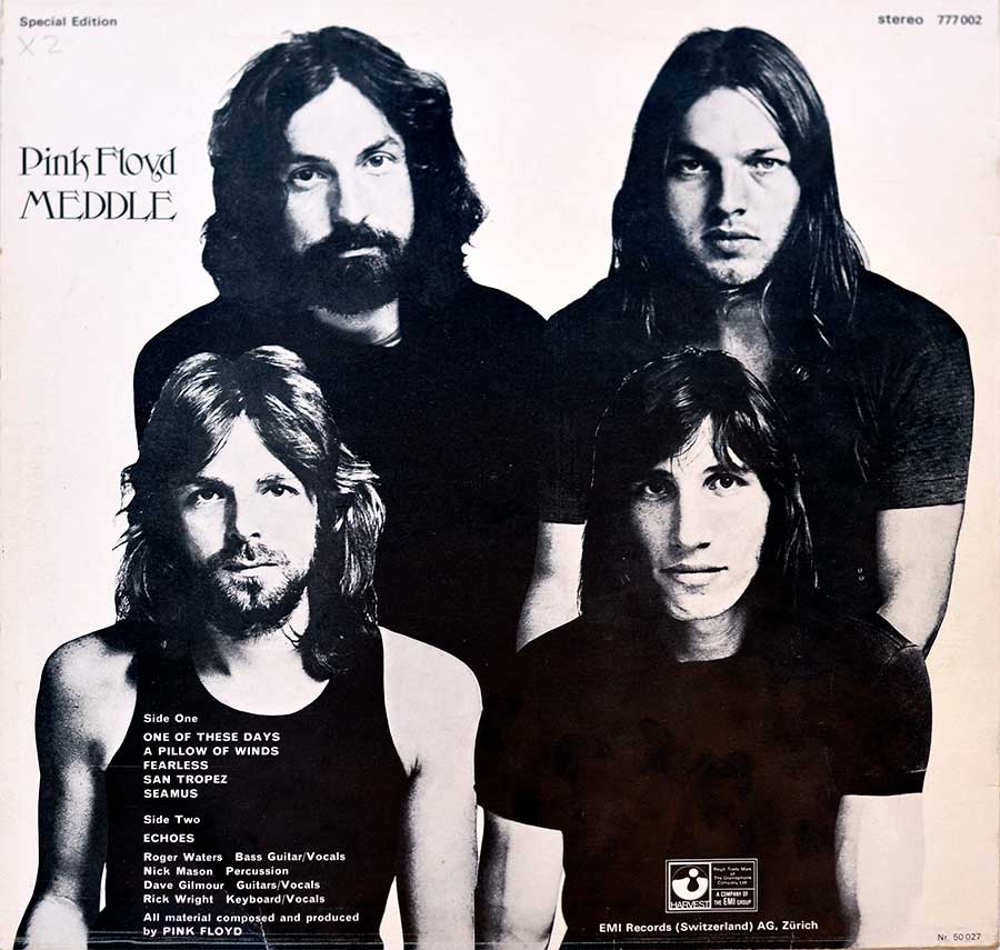 Group photo of the "Pink Floyd" band on the album's back cover 