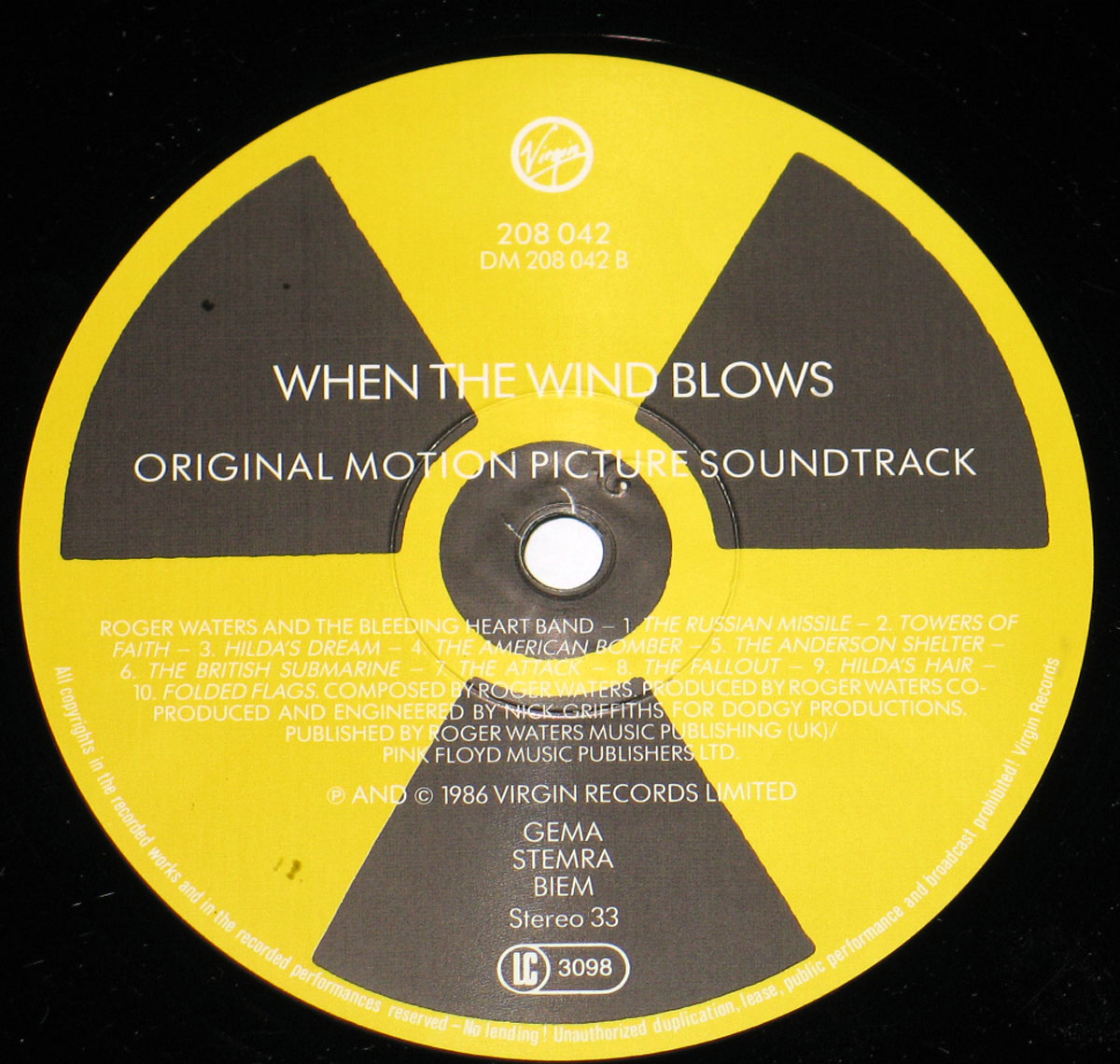 ROGER WATERS DAVID BOWIE WHEN THE WIND BLOWS RAYMOND BRIGGS - Vinyl ...