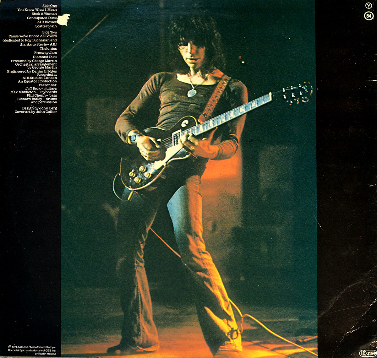 Photo of album back cover JEFF BECK - Blow By Blow 12" LP Album Vinyl