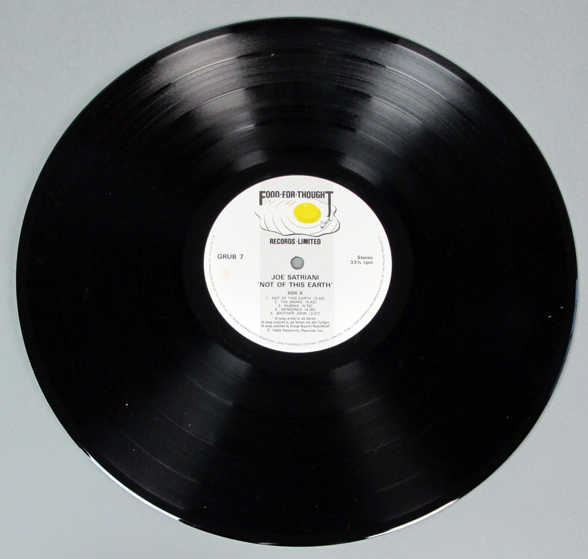 JOE SATRIANI NOT OF THIS EARTH 12" LP VINYL