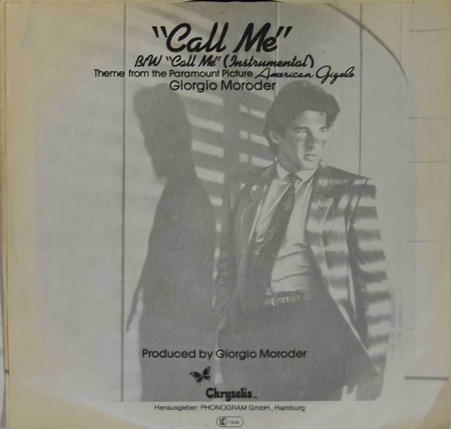 BLONDIE - Call Me American Gigolo Theme From The Paramount Picture 7" Picture Sleeve Single Vinyl back cover
