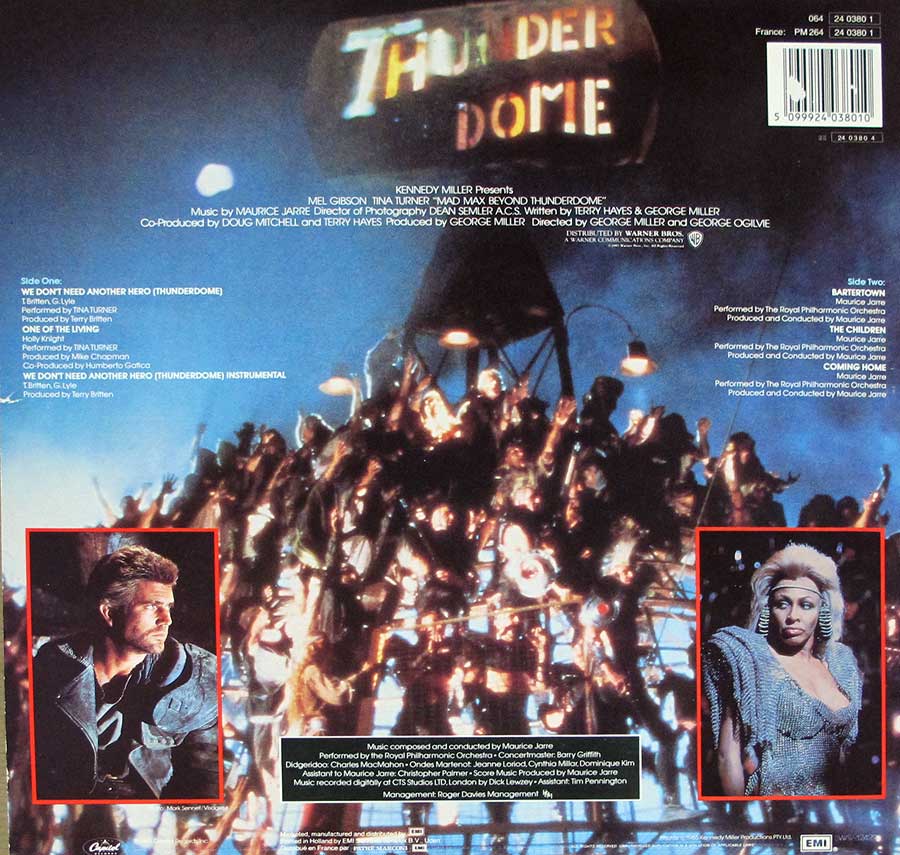 MAD MAX - Beyond Thunderdome Performed By Tina Turner Gatefold album Cover 12" LP VINYL ALBUM back cover