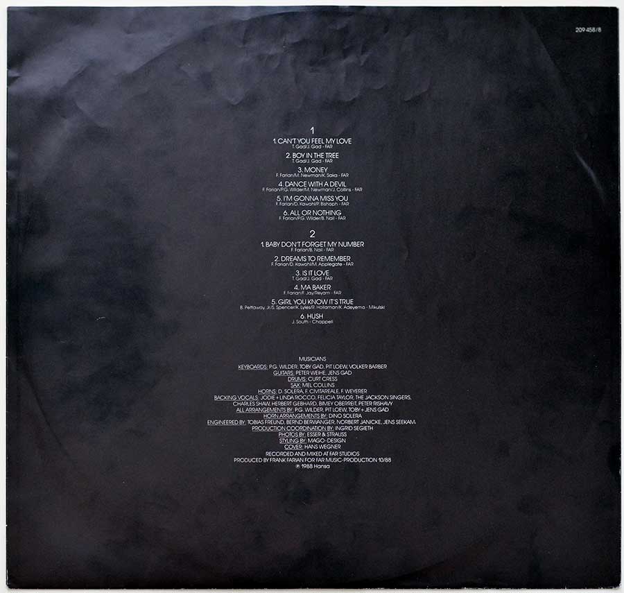 MILLI VANILLI - All Or Nothing ( The First Album ) custom inner sleeve