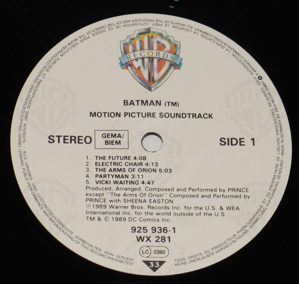 Revision Populær Tage af PRINCE Batman Rock OST Soundtrack 12" LP Vinyl Album Cover Gallery &  Information #vinylrecords