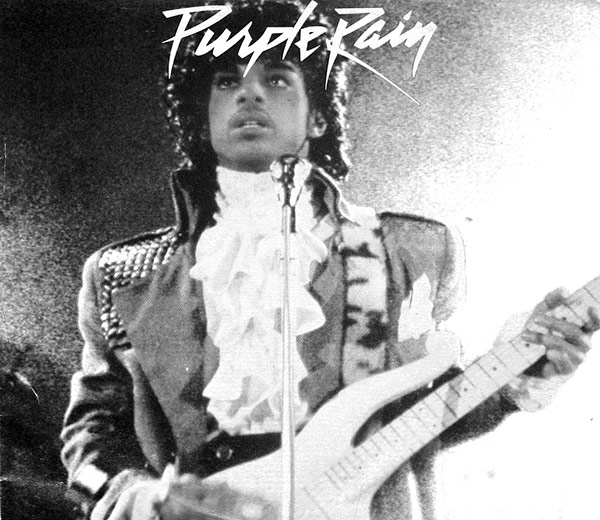 Black and White Photo of Prince on Sleeve of Purple Rain https://vinyl-records.nl/