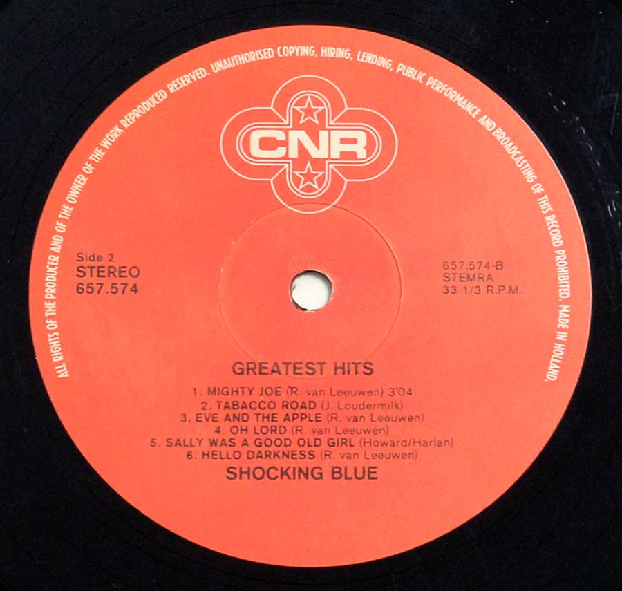 Close up of record's label SHOCKING BLUE - Greatest Hits 12" Vinyl LP Side Two