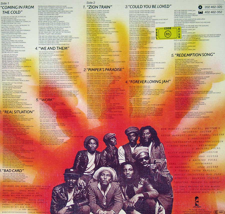 Photo of album back cover BOB MARLEY & THE WAILERS - Uprising