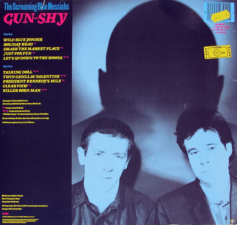 THE SCREAMING BLUE MESSIAHS Gun Shy 12" LP VINYL ALBUM back cover