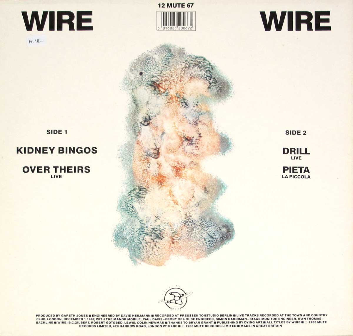 Album Back Cover  Photo of "WIRE - Kidney Bingos"