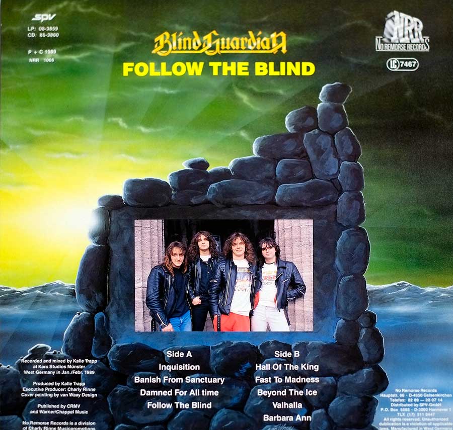 Photo of album back cover BLIND GUARDIAN - Follow The Blind 12" LP VINYL ALBUM