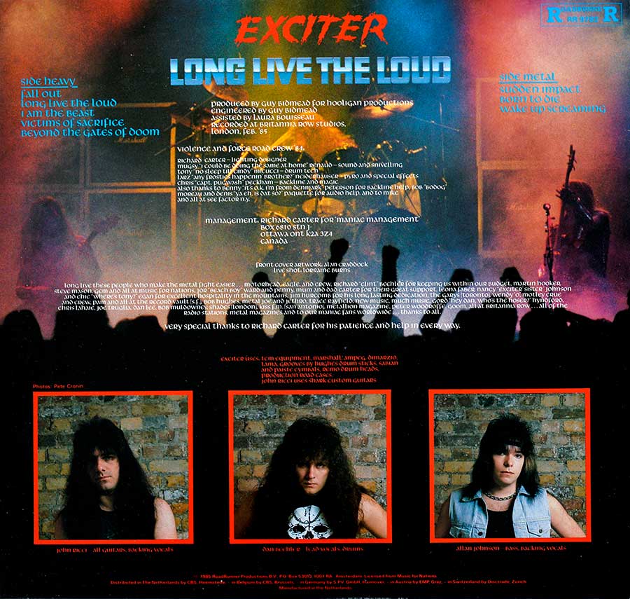 Photo Of The Back Cover EXCITER - Long Live the Loud ( Music For Nations, Netherlands ) 