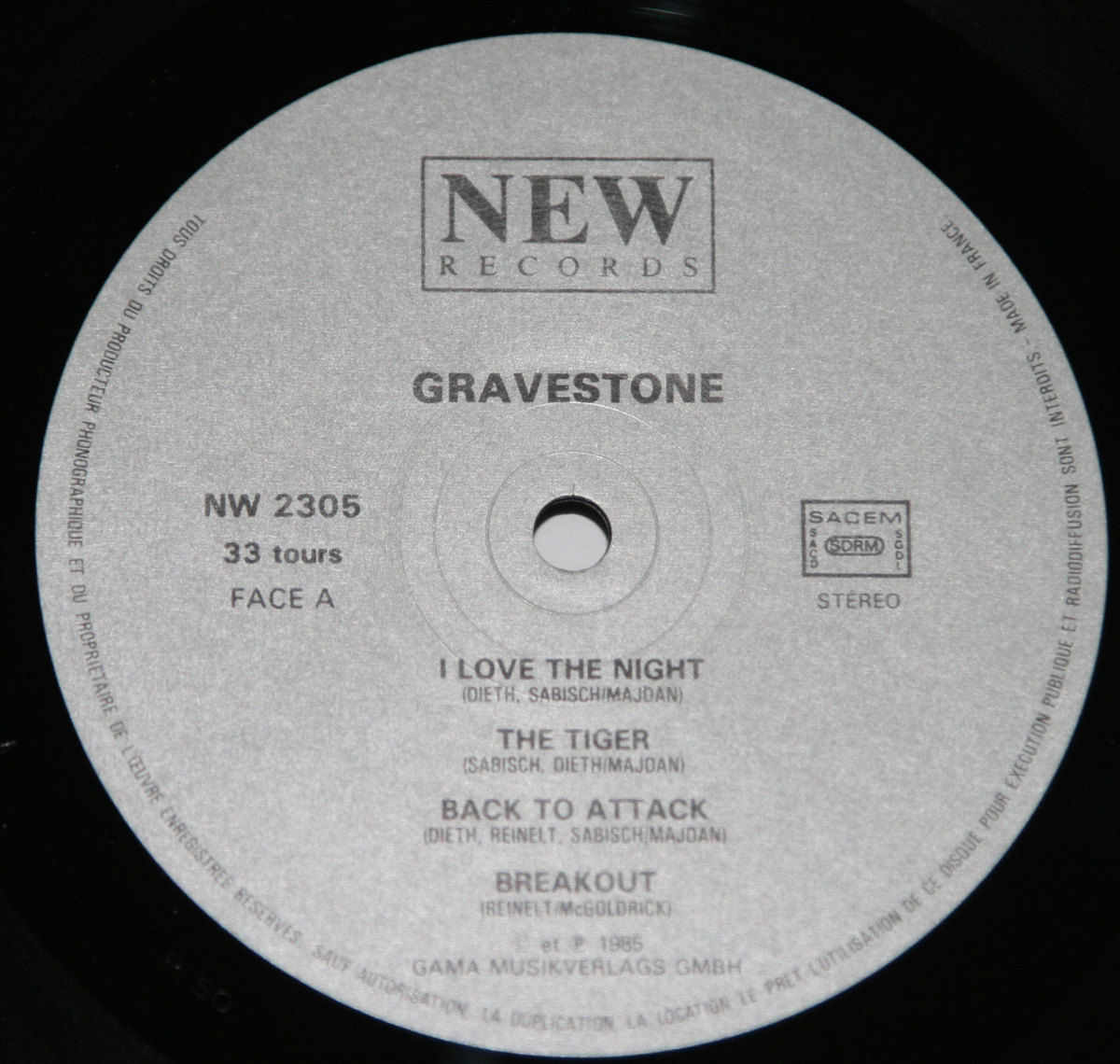 Photo of  "Gravestone" Album's Record Label 