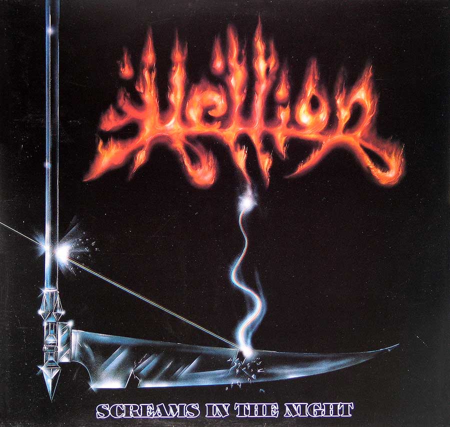 HELLION - Screams in the Night England 12" VINYL LP ALBUM
 front cover https://vinyl-records.nl
