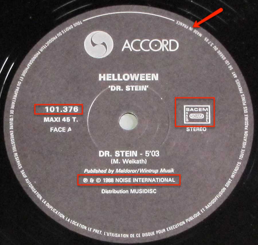 High Resolution Photo 5: HELLOWEEN DR Stein Accord France Vinyl Record