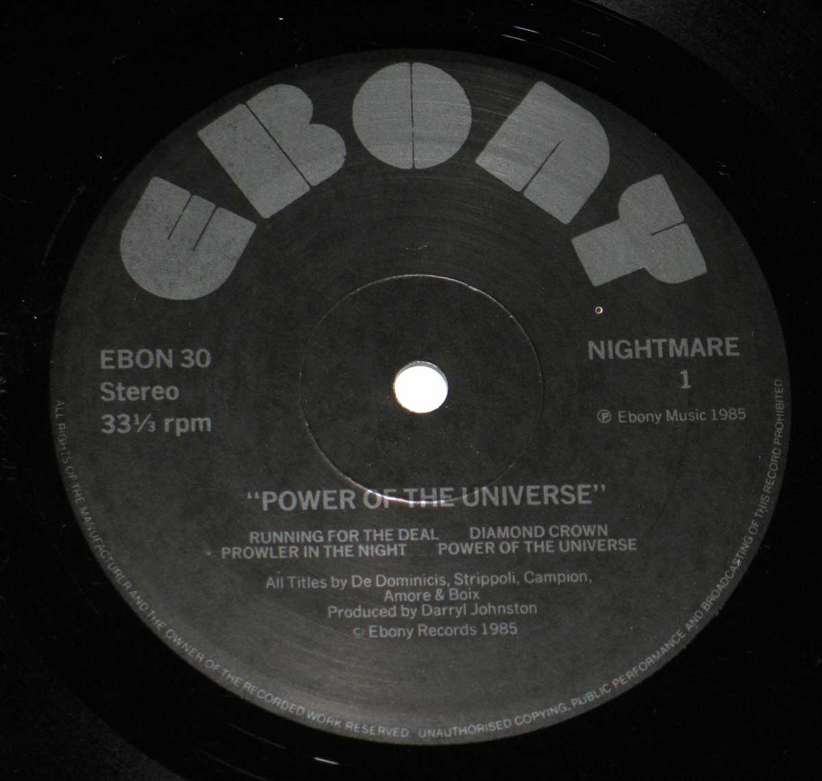 Close-up of Ebony Record Label  