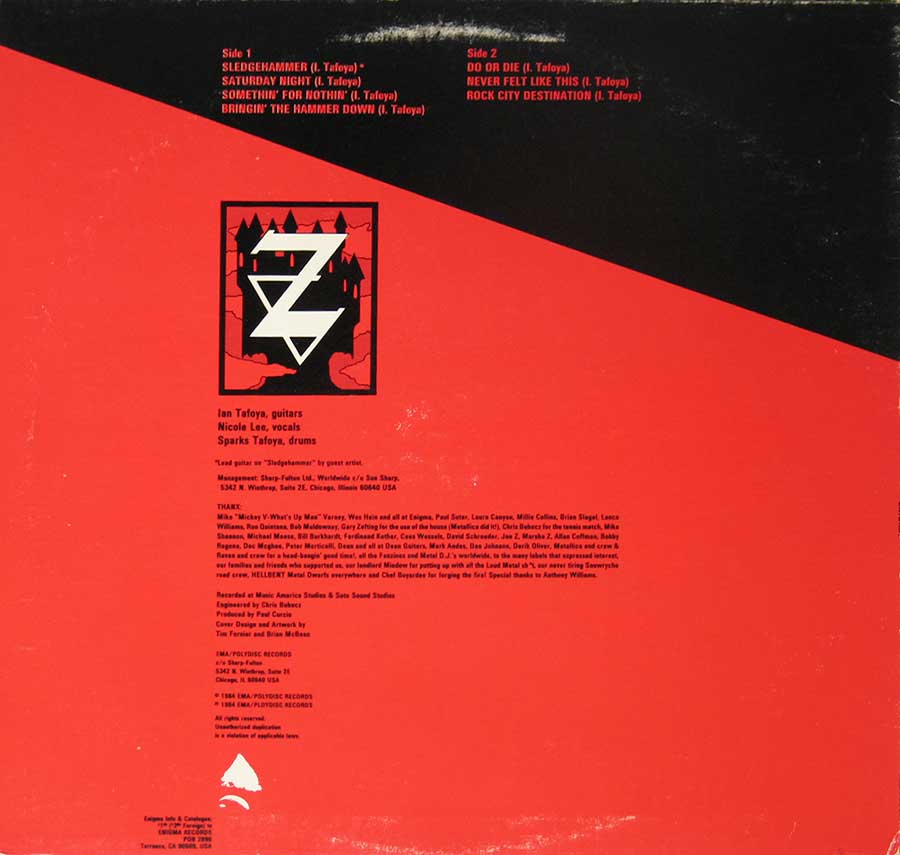 Znöwhite Znowhite All Hail to Thee 12" VINYL LP ALBUM back cover