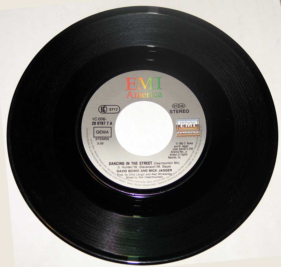 Photo of Side One of DAVID BOWIE & MICK JAGGER - Dancing In The Street 7" Single Picture Sleeve 