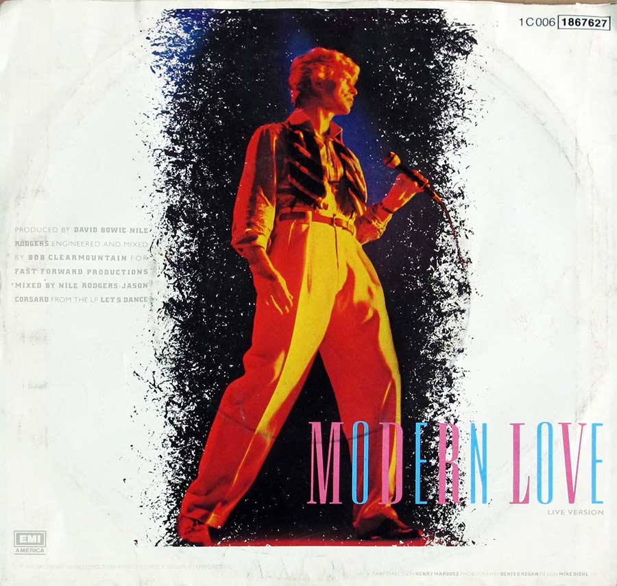 Photo of album back cover DAVID BOWIE - Modern Love 7" 45RPM PS Single Vinyl