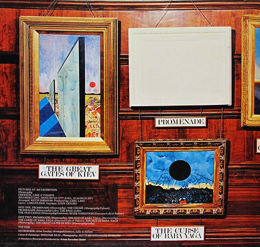 Photo of the left page inside cover Emerson Lake Palmer Pictures at an Exhibition ( Germany ) 12" Vinyl LP Album 