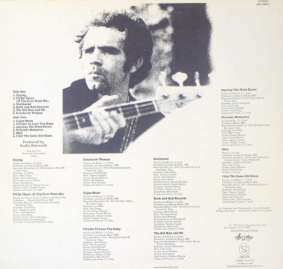 J.J. CALE - OKIE Italian Release 12" LP VINYL back cover