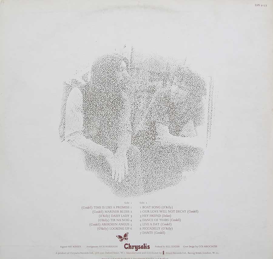 TIR NA NOG - Orig UK Island/Chrysalis Gatefold 12" LP Vinyl Album back cover