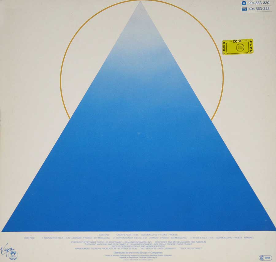 TANGERINE DREAM - White Eagle 12" Vinyl LP Album album back cover