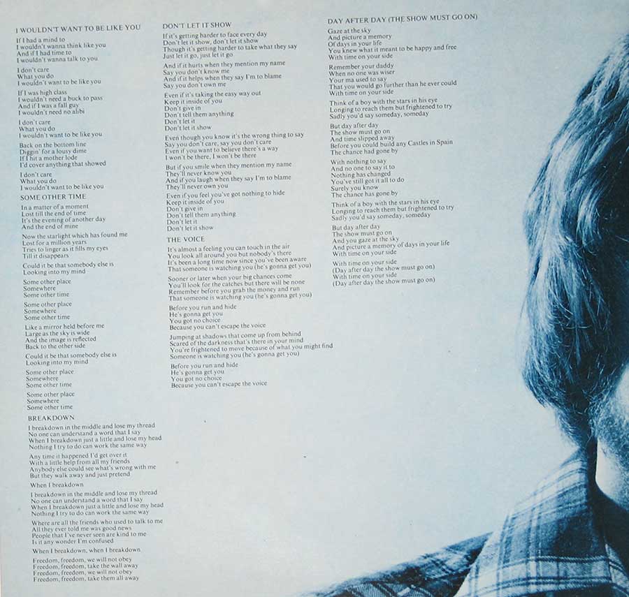 Photo of the left page inside cover ALAN PARSONS PROJECT - I Robot ( Italian Release ) 