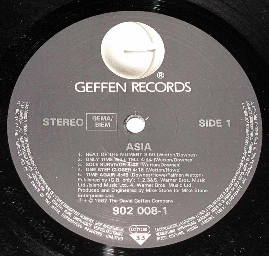 Close-up of Geffen Record Label